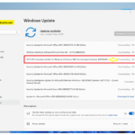 Windows 11 Settings showing KB5058411 cumulative update downloading in Windows Update interface with red highlight box around the update entry