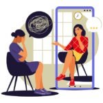 Person receiving mental health support through 988 crisis hotline virtual counseling session on phone